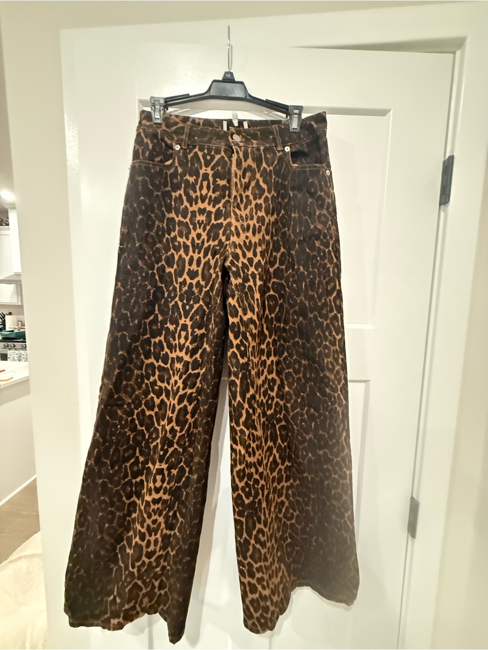 Leopard-Print Wide-Leg Pants in Brown by Mable - Picture 1 of 6